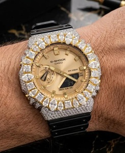 Montre de luxe en moissanite, taille poire, entièrement sertie de diamants, style hip-hop, pour homme, VVS1 - Product Image 1