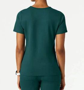 Uniforme de Enfermera Unisex de Manga Corta, Conjunto de Uniforme Médico, Tela Vaquera Rosa, Cuello en V, Diseño Moderno para Hombre y Mujer - Product Image 2