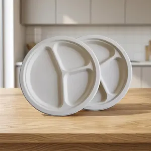 Best Quality 9 Inch <b>Pulp</b> Moulded Half Plate Eco Friendly Compostable Water Resistant Modern Luxury Disposable Tableware for - Product Image 4