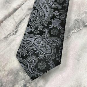 Corbata de Lujo Negra con Diseño Paisley para Hombre |   Corbata de Diseño Tejida para Bodas Formales, Negocios y Fiestas |   Ropa de Regalo Premium Estilo Exportación - Product Image 1