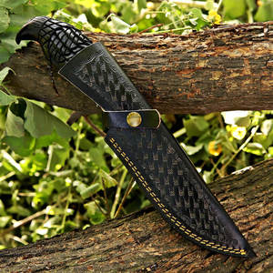 Nuevo cuchillo de caza Viking Odin Raven de cobre damasco hecho a mano con pluma, hoja fija de 11 pulgadas, ambidiestro, con mango de madera de fresno. - Product Image 5