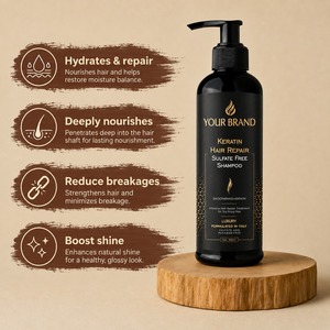 Shampoo réparateur doux sans sulfate, marque privée OEM, pour des cheveux lisses, sains et sans produits chimiques - Product Image 3