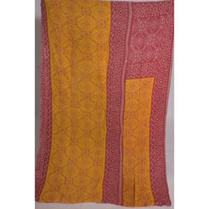 Vintage Kantha <b>Quilt</b> Handmade Printed Floral Cotton Washable Reversible Indian Boho Bedspread Eco Friendly Decor - Product Image 2