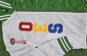Vestes OES Embroidery Letters Color Block en satin de soie, col et bas en maille côtelée flexible, poches surpiquées, Order Of The Eastern Star. - Product Image 5
