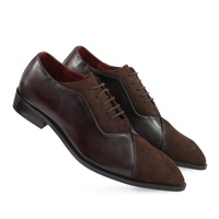 Chaussures habillées en cuir véritable à lacets pour hommes, style Oxford à bout pointu avec motif imprimé, semelle extérieure en caoutchouc, idéales pour les fêtes et toutes les saisons, gaufrées