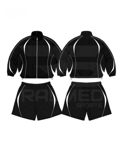 2026 Trending Unisex Light Blue Tracksuit 2 Piece Zipper Jacket <b>Shorts</b> Set Sporty Style Breathable 100% Nylon Adult Spring Wear - Product Image 2