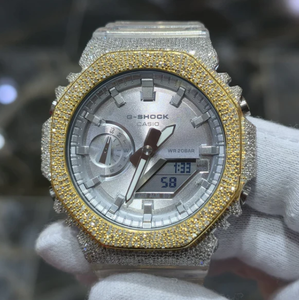 Montre analogique de luxe en acier inoxydable 42 mm, GPS, alarme, étanche, résistante aux chocs, sportive, unisexe, avec lunette sertie de diamants, haute qualité - Product Image 1