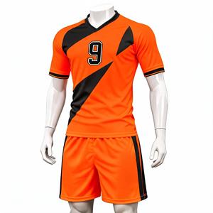 ชุดยูนิฟอร์มรักบี้ผู้ชาย สีส้มดำ พิมพ์ลายแบบ Sublimation คอวี แขนสั้น แห้งเร็ว เบอร์ 9 - Product Image 1
