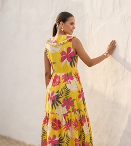2023 New Arrivals Summer Eco-Friendly Women's Casual Bohemian Floral Floor-Length V-neck Sleeveless Dress <b>Tie</b> Dye Gypsy Chic - Product Image 2