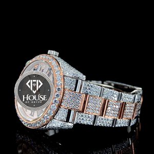 นาฬิกาข้อมือสแตนเลสสตีลแบบ Iced Out ประดับเพชร VVS Moissanite สไตล์ฮิปฮอป ระบบออโตเมติก หรูหรา สำหรับผู้หญิงและผู้ชาย เหมาะสำหรับเป็นของขวัญ - Product Image 4