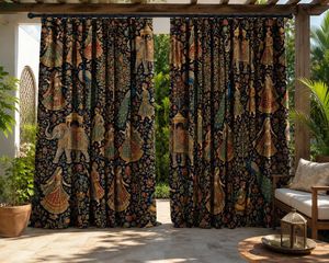 Decorative Jaipur Garden Velvet Or Blackout Curtain Each Panel Premium Art Nouveau <b>Window</b> Drapes Energy Saving Thermal Insulated - Product Image 2