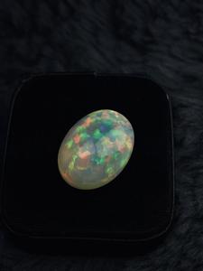 Opale de feu éthiopienne naturelle, cabochon ovale, multicolore, chatoyante, pierre précieuse non traitée pour la joaillerie - Product Image 4