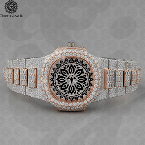 Charm Jewells – montre analogique de luxe en acier inoxydable, boîtier de 40mm, bracelet incrusté de diamants, mouvement mécanique à la mode pour hommes, Date automatique - Product Image 2