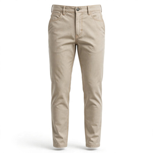 Pantalon en toile kaki pour homme, taille mi-haute, coupe droite, taille élastique, décontracté, poids moyen, respirant, délavé, style printemps - Product Image 1