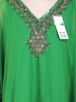 Haut Kaftan Plaid Grande Taille à Col en V Brodé de Perles et Paillettes Fait Main pour Femme en Georgette de Haute Qualité – Collection Automne-Printemps Décontractée