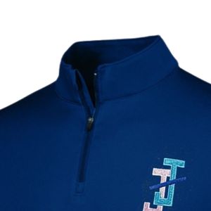เสื้อพูลโอเวอร์สีน้ำเงินแบบซิป ¼ สำหรับผู้ชาย แขนยาว สวมใส่สบาย น้ำหนักเบา แฟชั่นลำลอง เหมาะสำหรับใส่ในชีวิตประจำวัน - Product Image 2