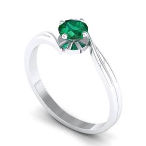 แหวนเพชรทรงกลมเจียระไนแบบบริลเลียนต์ 0.5 กะรัต ประดับมรกตทองคำขาว 14K ยี่ห้อ REYES สำหรับผู้หญิง เครื่องประดับอัญมณีชั้นดี - Product Image 2