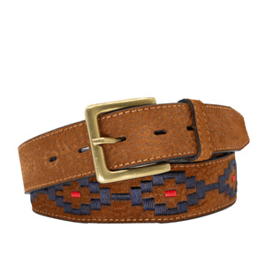 Polo en cuir de vachette brodé sur mesure, cuir véritable de qualité supérieure, motif géométrique formel, haute résistance pour les marques de mode - Product Image 1
