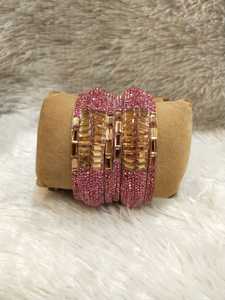 Luxury Embroidery Work Pearl Zinc Alloy Bangles for Women Handmade Designer Jewelry Wedding Festive Wear Gifting India - Product Image 4