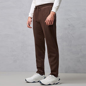 2026 Men's Cotton Sweatpants Elastic Waist Casual Loose Fit With Side Pockets Dark <b>Brown</b> Autumn Wear <b>Jogger</b> Pants For sale - Product Image 2
