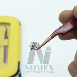 Sustainable 90 Degree Eyelash Tweezer <b>Blush</b> <b>Red</b> Powder Coated Rose Gold Point Strong Grip Stainless Steel Lashes Picking Tool - Product Image 1