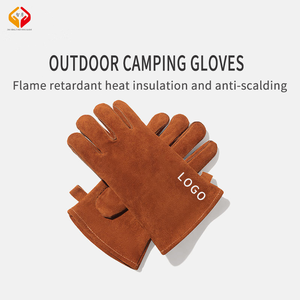 Made in PK <b>Cheap</b>, Strong and Durable Barbecue <b>BBQ</b> Heat Insulation Wear Oven Gloves Outdoor Camping Cowhide Gloves - Product Image 2
