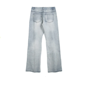 Jean en denim déchiré coupe droite, taille mi-haute, en coton léger, style décontracté d'été pour homme - Product Image 2