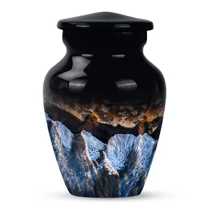 Urne funéraire moyenne pour cendres, motif vagues océaniques, abstraite, vente en gros - Product Image 2