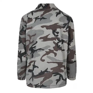 Grey <b>Camo</b> Pattern Utility Style Coach <b>Jacket</b> Snap Button Front Lightweight Nylon Fabric Outdoor Streetwear Gear - Product Image 2
