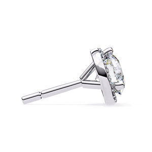 Pendientes de tuerca con halo de moissanita de corte redondo, centro de 6.25mm con 42 piedras laterales de 1.00mm, pendientes de moissanita VVS, plata 925 - Product Image 6