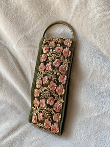 Floral Embroidered Lace Key Chain Fabric Strap Woven <b>Keyring</b> Decorative Bag Accessory Handmade keychain gift bohemian indian - Product Image 2