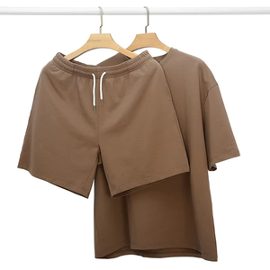 Custom Unisex Brand <b>Tshirt</b> and Shorts Set Blank Oversized Two Piece Set Men Shorts and t Shirts - Product Image 2