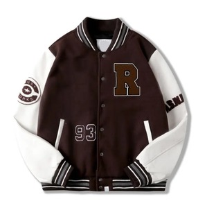 Custom Streetwear High Quality Embroidery Varisty <b>Jacket</b> Winter Fleece Leather <b>Bomber</b> Letterman college <b>baseball</b> <b>jacket</b> for men - Product Image 1