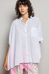 POL <b>Button</b> Down <b>Half</b> Dolman Sleeve <b>Shirt</b> - Product Image 2