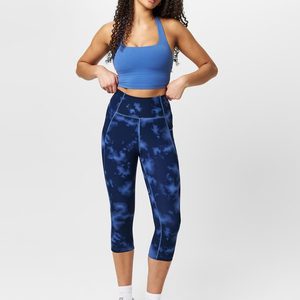 Nouveau design Legging Capri de sport pour femme, léger, taille haute, à compression, couleur unie - Product Image 3