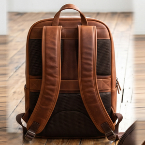 Mochila de Cuero Genuino con Compartimento para Portátil, Cierre de Cremallera, Resistente al Agua, Estilo Minimalista, para Todas las Temporadas - Product Image 2