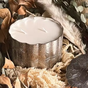 Indian Handcrafted Aluminum Handmade Round Candle <b>Jar</b> Handmade Bulk candle <b>jars</b> With Beautiful Engravings - Product Image 2