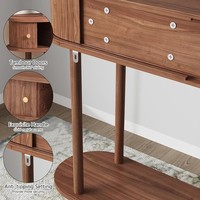 Console moderne en bois massif avec étagère de rangement, design mi-siècle, pour couloir, entrée, salon