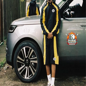 Customs Logo Breathable Tracksuit Outgoing Plain Dyed Heavyweight Hoodies Double Layer Nylon Drop Shoulder Mens Short Sets - Product Image 2