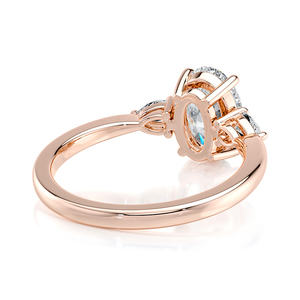 แหวนเพชรทรงรีเพาะเลี้ยงในห้องปฏิบัติการ รับรองโดย IGI แหวนหมั้นสามเม็ด ทองคำขาว 10K ประดับเพชรทรงมาร์คีส์ด้านข้าง ของขวัญเครื่องประดับสำหรับงานแต่งงาน - Product Image 6