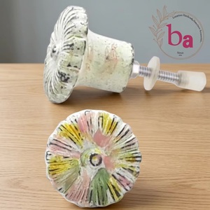 Ba Ceramic <b>Rustic</b> Flower Knob Cabinet Handle Kitchen Drawer Pull Novelty Shape Easy Installation - Product Image 3