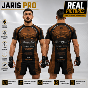 เสื้อรัดกล้ามเนื้อสำหรับฝึกซ้อม MMA แบบไม่ใช้ยีนส์ (NoGi) สำหรับผู้ชาย แขนสั้น ยี่ห้อ Custom BJJ Rash Guard เหมาะสำหรับการต่อสู้ - Product Image 1
