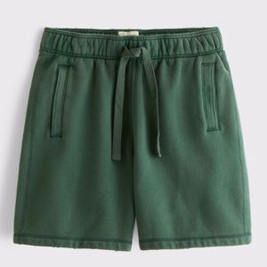 Men Green Cotton Fleece Shorts <b>Elastic</b> Waist Drawstring Casual Sweat Shorts Soft Comfortable Summer Shorts OEM ODM Factory - Product Image 1
