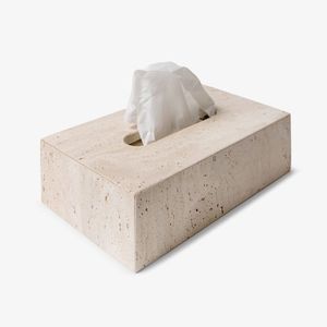 Caja de pañuelos de mármol travertino a precio mayorista, cubierta de lujo rectangular para pañuelos, decoración del hogar - Product Image 1