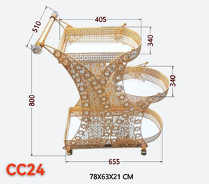 รถเข็นเสิร์ฟหรูหรา รุ่น XCC24 – ขายส่ง - Product Image 3