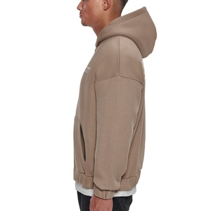 Sweat à capuche zippé pour homme, personnalisable, en coton épais 100%, coupe ample, style streetwear hiver, avec logo imprimé en relief - Product Image 5