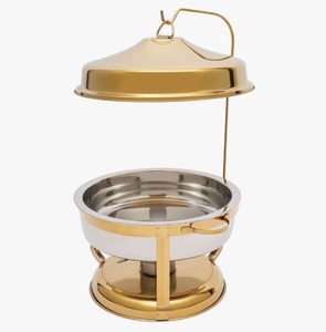 Elegant Round Stainless Steel Gold Chafing Dish <b>Buffet</b> <b>Warmer</b> for Weddings And Events At Cheap Price - Product Image 3
