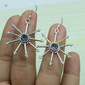 ต่างหูพลอยมิสติกโทแพซ เงินแท้ 925 ต่างหูแบบห้อย ต่างหูห้อยระย้า เครื่องประดับพลอยมิสติกโทแพซ ของขวัญสำหรับเธอ - Product Image 2