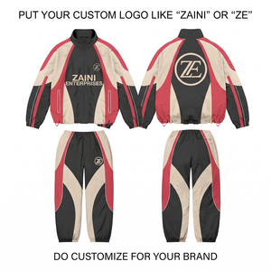 ชุดวอร์มกันลม ZAINI Premium 140 GSM ผ้าโพลีเอสเตอร์ทาสลอน สีดำ เบจ แดง พร้อมปักโลโก้ตามสั่ง สำหรับผู้ชาย ฤดูหนาว มีฮู้ด รับผลิตแบบ OEM ODM - Product Image 1