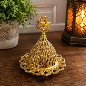 Quemador de Incienso de Latón Macizo de Primera Calidad, Porta Incienso Árabe Oud, Decoración Aromática para el Hogar y Hotel, Regalo de Ramadán y Eid para la Sala de Estar - Product Image 4